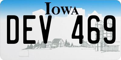 IA license plate DEV469