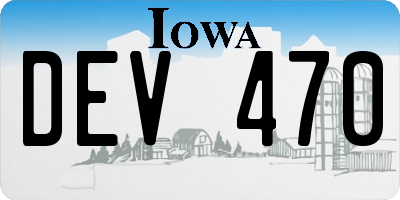 IA license plate DEV470