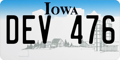IA license plate DEV476