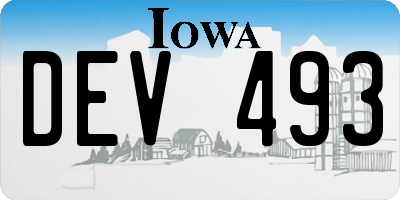 IA license plate DEV493