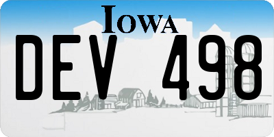 IA license plate DEV498