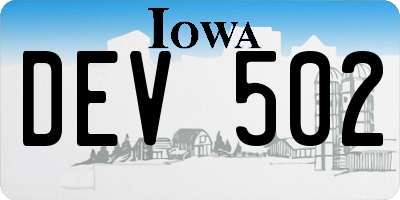 IA license plate DEV502
