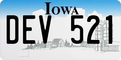 IA license plate DEV521