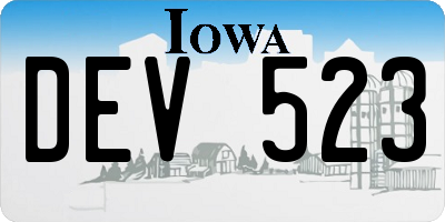 IA license plate DEV523