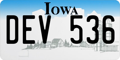 IA license plate DEV536