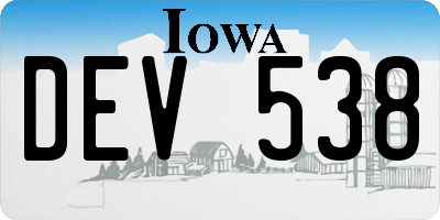IA license plate DEV538