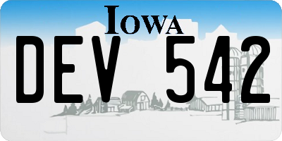 IA license plate DEV542