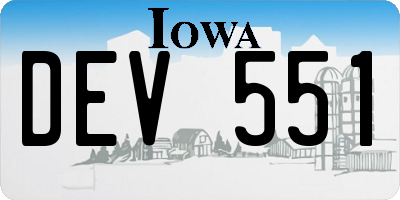 IA license plate DEV551