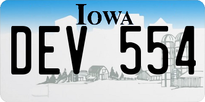 IA license plate DEV554