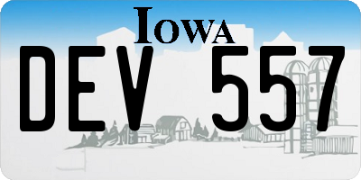 IA license plate DEV557