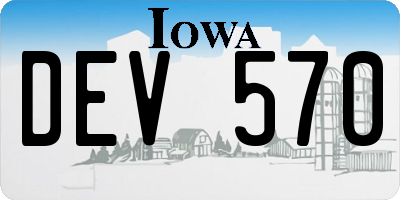 IA license plate DEV570