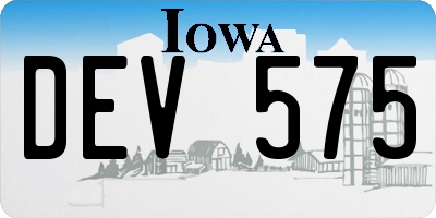 IA license plate DEV575