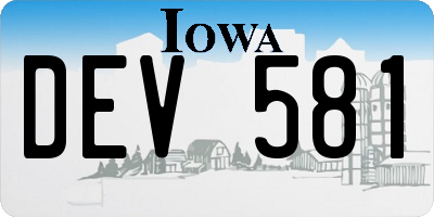 IA license plate DEV581