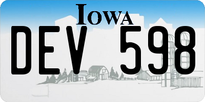 IA license plate DEV598