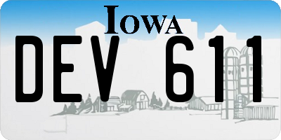IA license plate DEV611