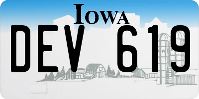 IA license plate DEV619