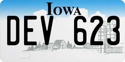 IA license plate DEV623