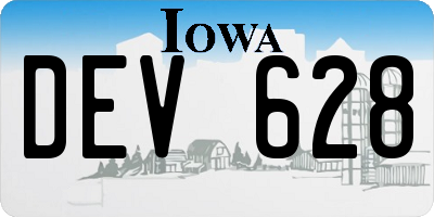 IA license plate DEV628