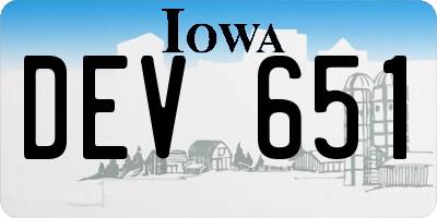 IA license plate DEV651
