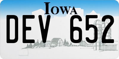 IA license plate DEV652