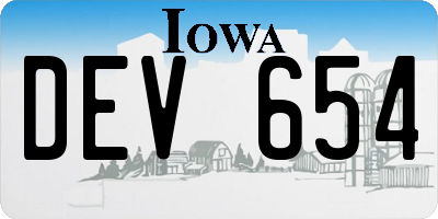 IA license plate DEV654
