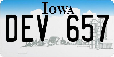IA license plate DEV657