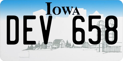 IA license plate DEV658