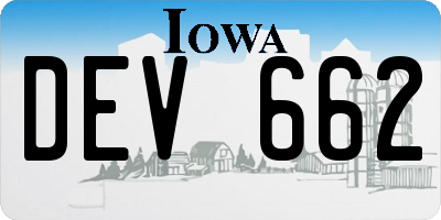 IA license plate DEV662