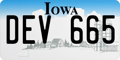 IA license plate DEV665