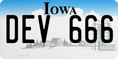 IA license plate DEV666