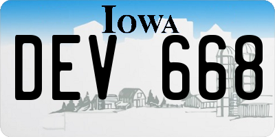 IA license plate DEV668