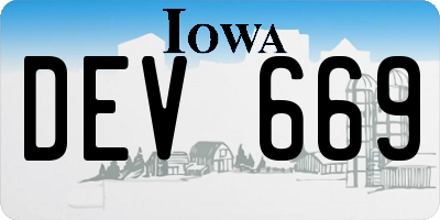 IA license plate DEV669