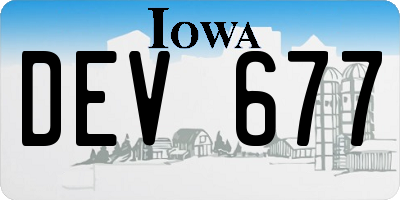 IA license plate DEV677