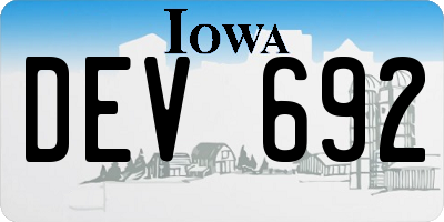IA license plate DEV692