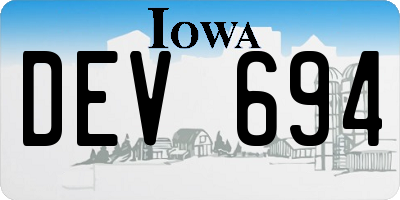 IA license plate DEV694