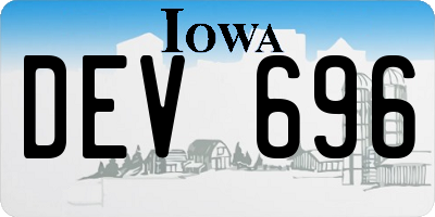 IA license plate DEV696