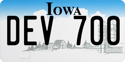 IA license plate DEV700