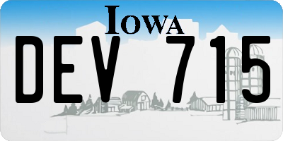 IA license plate DEV715