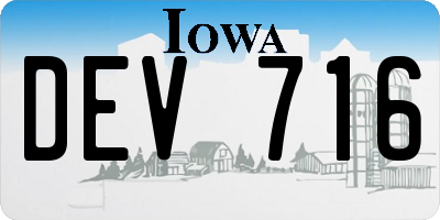 IA license plate DEV716
