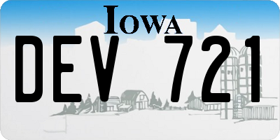 IA license plate DEV721