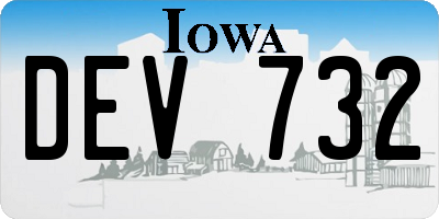 IA license plate DEV732