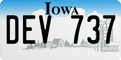 IA license plate DEV737