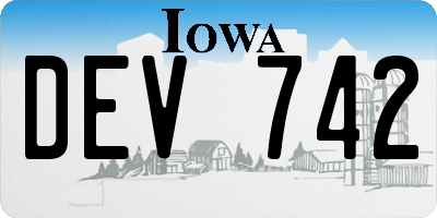 IA license plate DEV742