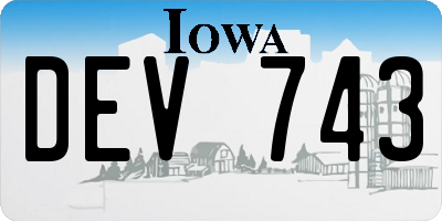 IA license plate DEV743