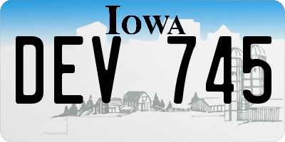 IA license plate DEV745
