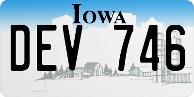IA license plate DEV746