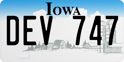 IA license plate DEV747