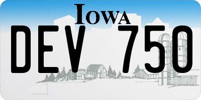 IA license plate DEV750