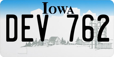 IA license plate DEV762