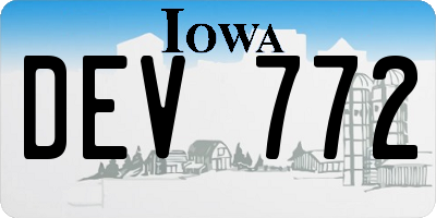 IA license plate DEV772